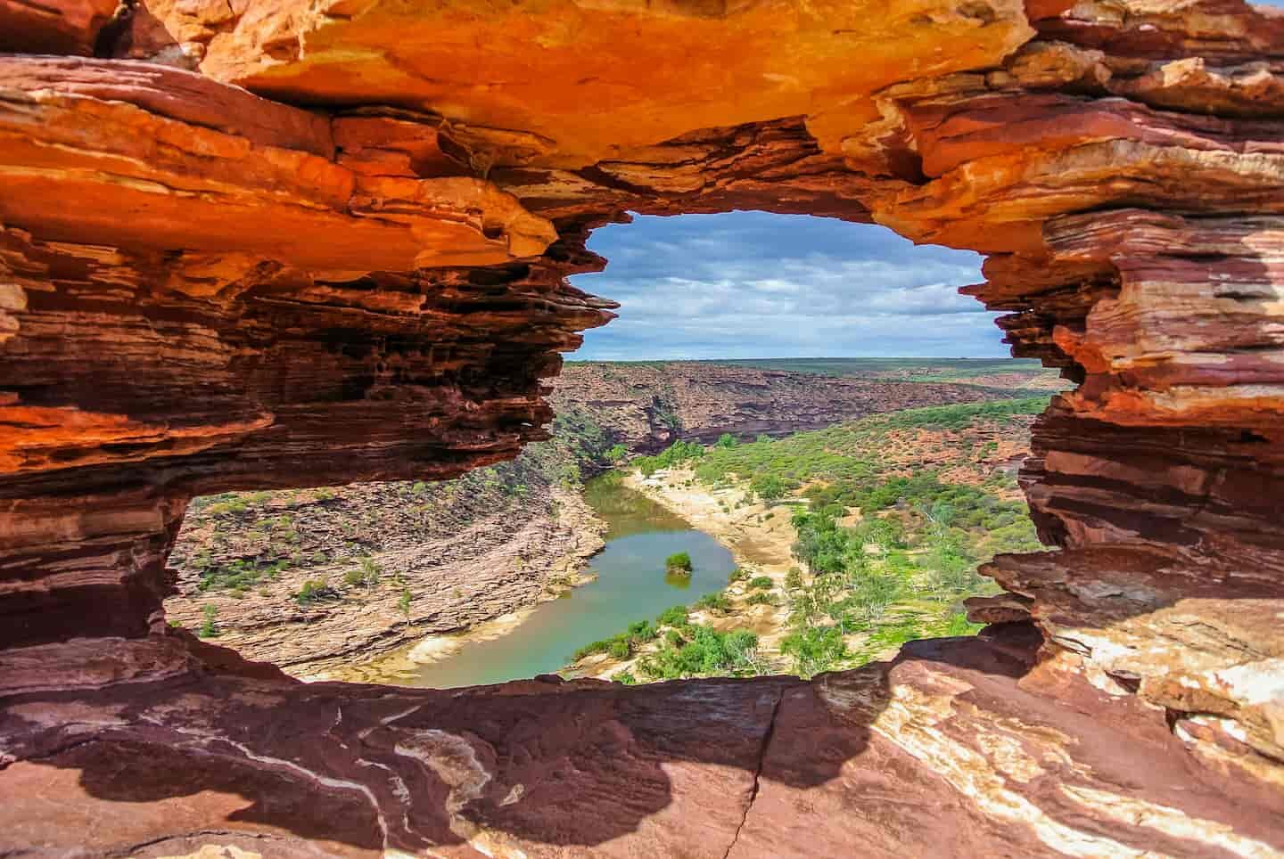 Natures Window in kalbarri, a perculiar rock sculpture that acts as a window to look out over a river